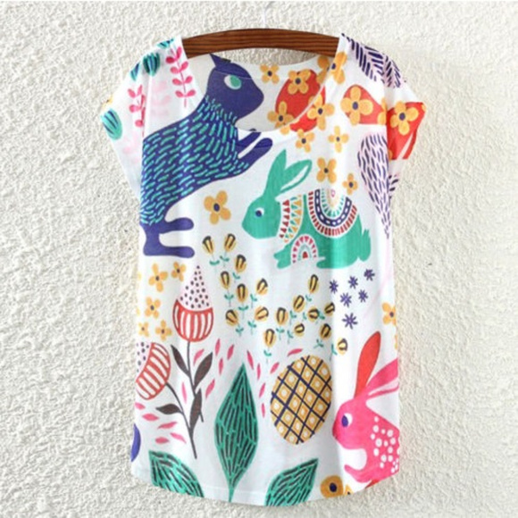 Tops - Lightweight top with fun rabbit print ONE SIZE